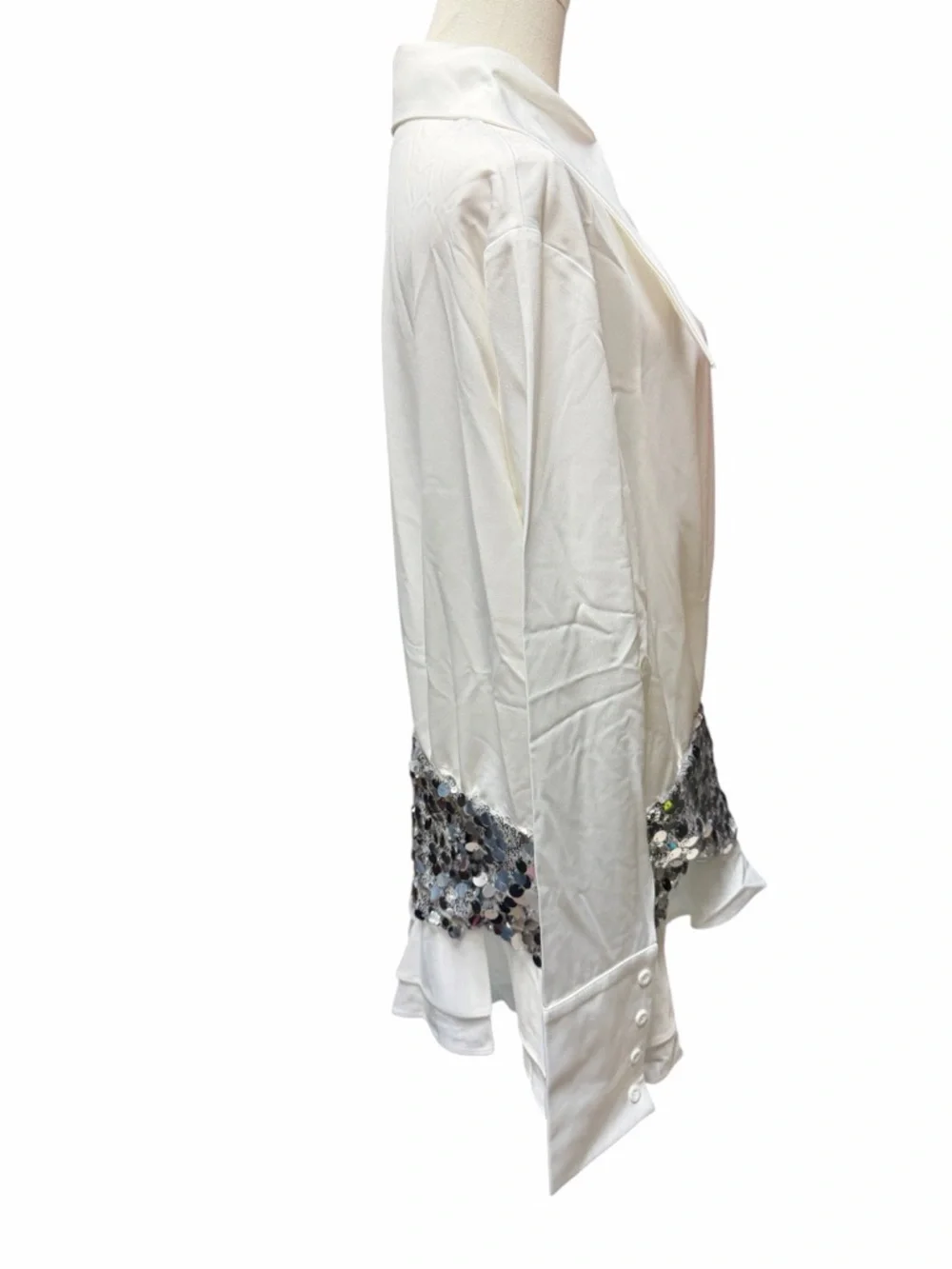 Innovare Denim Cadenza Sequin Ruffle Shirt Mini Dress